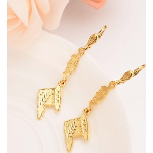 Gold color Trinidad and Tobago Map Flag long dangle drop cocoearrings Trendy Jewelry Gifts party gift for women girls