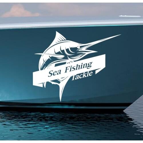Go Fishing Sticker Marlin Hunter Swordfish Decal Bucket Tackle Shop Fishhook Fish Tank Boat Box Car Vinyl Fishing1008