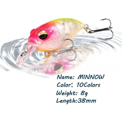 GOBYGO 1PCS 38MM 8G Minnow Fishing Lures Crankbait Bass Wobbler Fishing Accessries Artificial Hard Bait Floating Tackle Swimbait