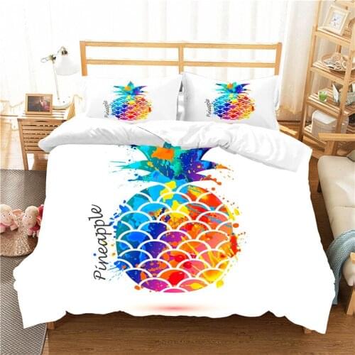 A Bedding Set 3D Printed Duvet Cover Bed Set pineapple Home Textiles for Adults Bedclothes with Pillowcase #BL22