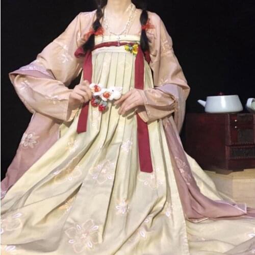 2021 hanfu costume dress women improved flower printing hanfu dress chinese style traditional hanfu asian ancient princess dress