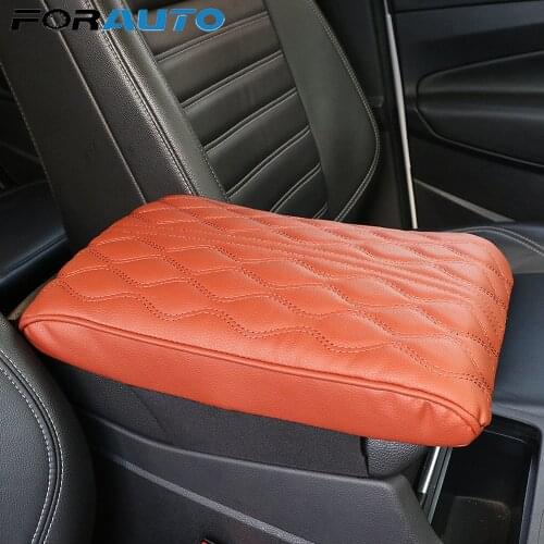 Car Armrest Mat PU Leather Center Console Arm Rest Protection Cushion Wave Embroider Auto Armrests Storage Box Cover Pad