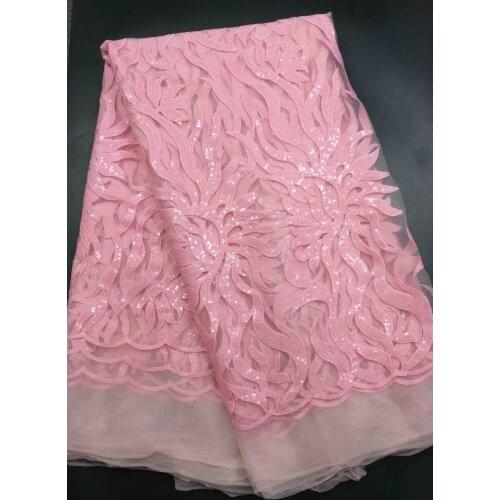 Nigerian Laces Fabric 2021 Gold African Cord Laces Fabrics with Sequins High Quality Nigerian Lace for Wedding Dress M1556