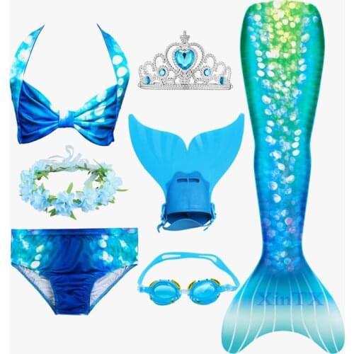 2020 HOT Kids Girls Mermaid Tails with Fin Swimsuit Bikini Bathing Suit Clothes Ariel the Little Mermaid Tail Swimsuit