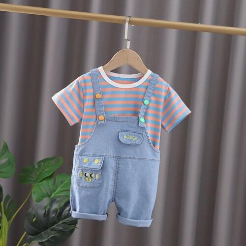 LISUNNY Baby Boys Girls Clothing Sets 2021 Summer Children Casual Clothes Toddler Infant Stripe T Shirt Shorts Kids Clothes
