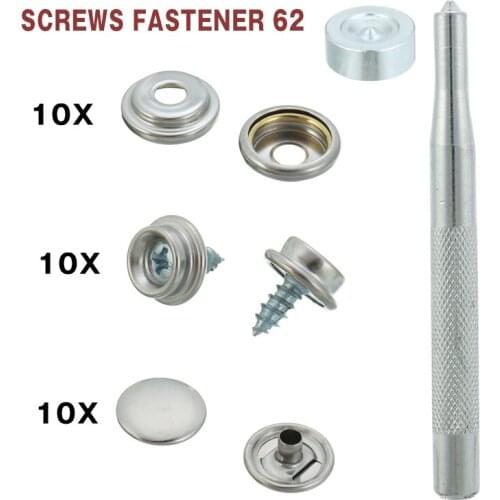 Mayitr 62pcs Stainless Steel Snap Fastener Self-tapping Screw Stud For Boat Canvas Buttons Sockets Press Cover Tools