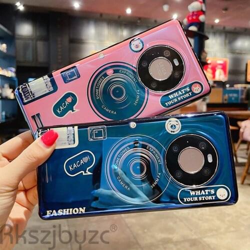 For Huawei P40 Pro Retro 3D Camera Soft Silicone Phone Case With Holder For Huawei P40 P30 P20 P10 Fashion TPU Back Cover