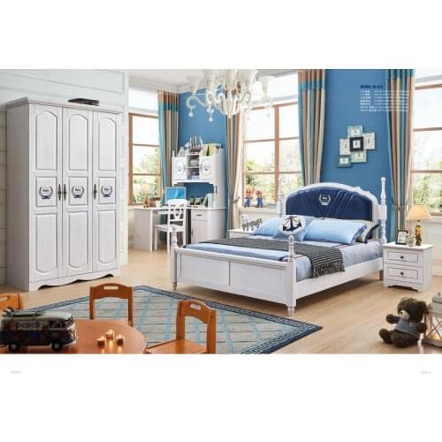 JLMF819 Ash solid wood children bedroom furniture set health Environmentally friendly children bed wardrobe desk bedside table