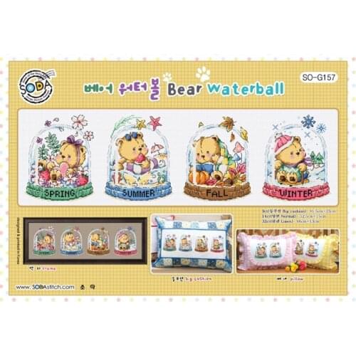 Modern Embroidery Teddy Bear of Four Seasons Counted Cross Stitch Kits Baby with 100% Cotton Floss &Free Shipping for Wall Decor