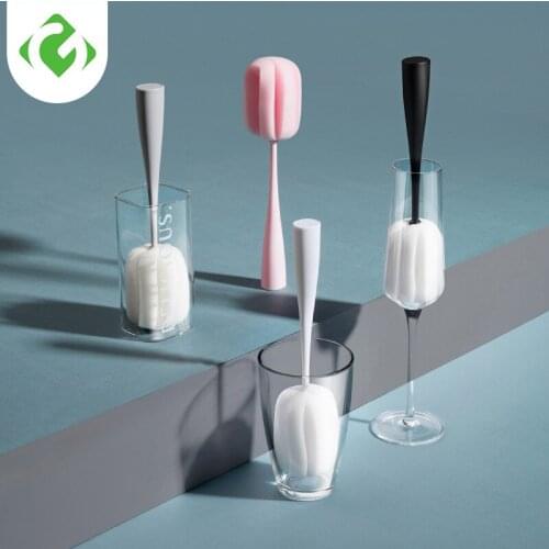 NEW 1 PC Multipurpose Kitchen Cleaning Tool Sponge Brush for Wineglass Bottle Coffe Tea Glass Cup Long handle GUANYAO