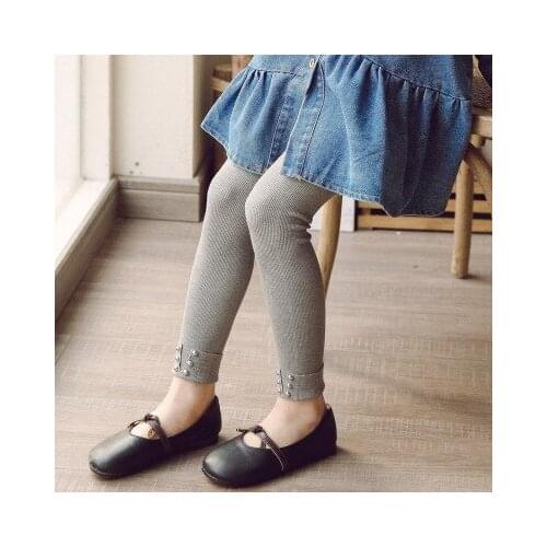 2021 Spring New Girls Leggings Korean Girls Trousers Slim Shaping Body Pants Beaded Childrens Leggings Toddler Casual Pants