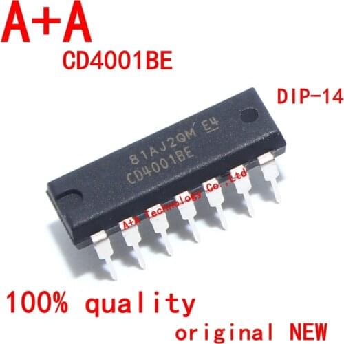 10PCS CD4001BE DIP-14 CD4001 4001 DIP CD4001B DIP14 new and original