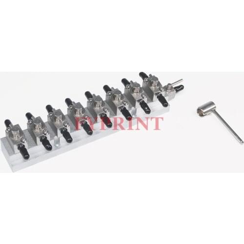 8 Channels Eco Solvent Printer Printhead Cleaner 3 Way Cleaning Valve Stainless Steel 8 Way Valves Assy