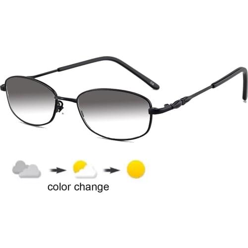 Anti Blu Light Ultralight Photochromic gray Reading Glasses Business Women+1.0 +1.5 +1.75 +2.0 +2.5 +3 +3.5 +4