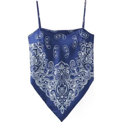 Vintage Print Pattern Women Tank Tops Backless Sexy Rave Outfits Sleeveless Cross Lace Up Bralette Crop Top Summer Streetwear