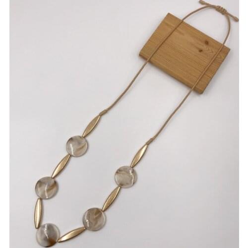 Kara&Kale Boho Fashion Jewelry Gothic Collar Necklace Wax Cord Acrylic and Gold Beads Earthy Collares Necklace Women Accessories