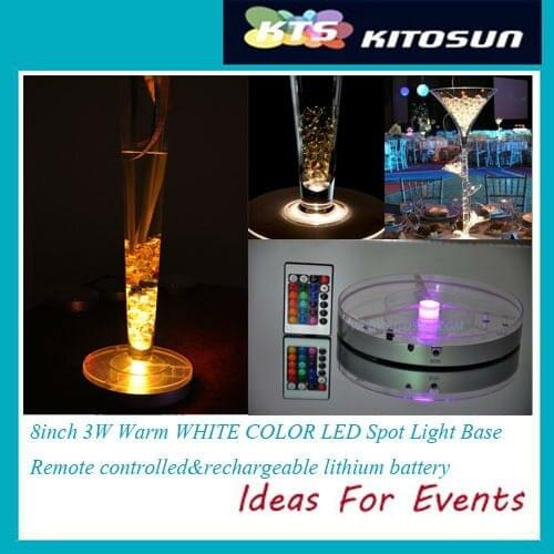 Rechargeable Battery Operated Wireless Remote Controlled Multicolors 8inch Spot LED Light Base Centerpiece Light