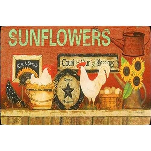 Sunflowers Vintage Style Metal Sign Iron Painting for Indoor & Outdoor Home Bar Coffee Kitchen Wall Decor 8 X 12 Inch