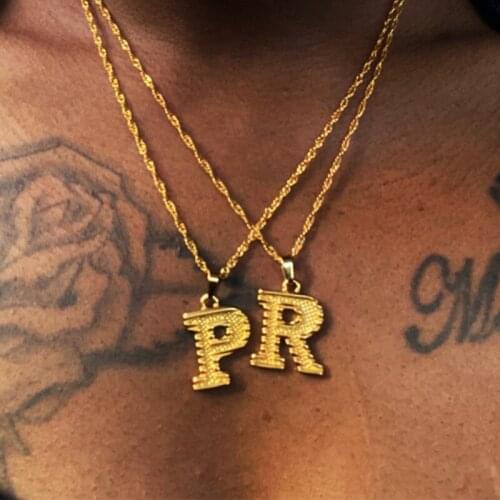 Uppercase Letter Initial Chain Necklace For Women Stainless Steel Gold A-Z Alphabet Pendant Choker Necklace Jewelry Gift Femme