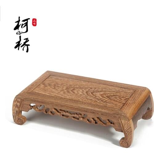 Crafts decoration stone teapot base carved cutout round toe rectangular table piano desk mahogany base