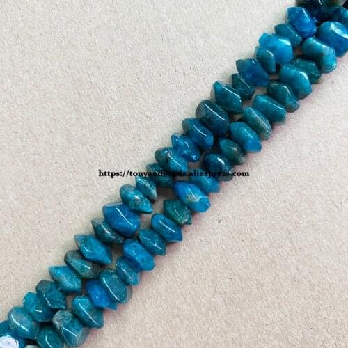 2lots more 10% off ! Semi-precious Stone Irregular Faceted Rondelle Blue Apatite 7" Loose Beads 6x11mm
