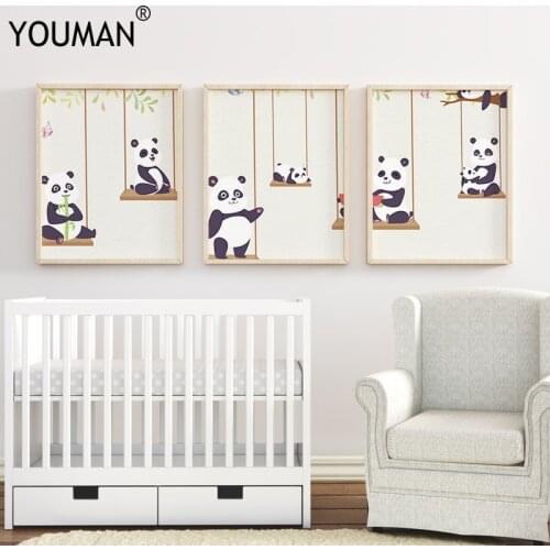 Nordic Cute Panda Pattern Modern 3D Canvas Painting Art Poster Print Art Wall Picture Living Childrens Room Frameless Poster
