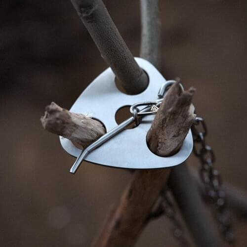 Outdoor BBQ Camping Convenient Ring Hook Stainless Steel Hanger Tripod Hanging Pot Rack For Fire Hanging Pot Campfire Cookware