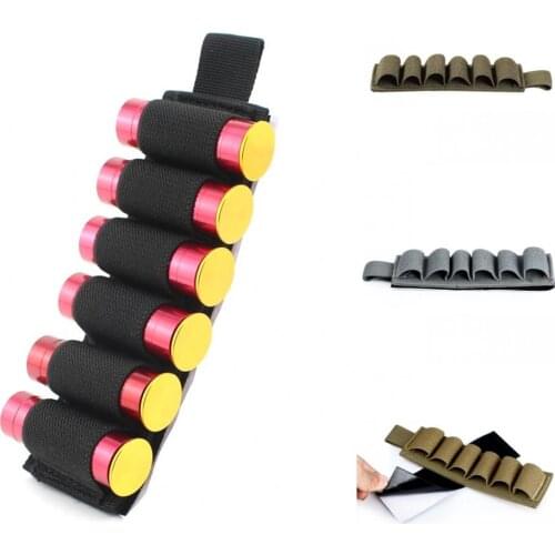 Military Tactical 6 Rounds Shotgun Buttstock Shell Holder 12 GA Gauge Airsoft Gun Shotshell Case Ammo Pouch Hunting Accessories