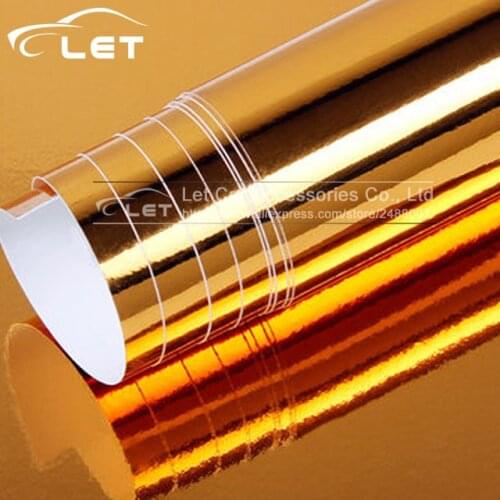 The newest High stretchable Waterproof UV Protected mirror gold Chrome Vinyl Wrap Sheet Roll Film Car Sticker Decal Sheet