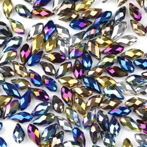 YHBZRET Waterdrop Pendant Plating Austrian crystal beads 6*12mm 50pcs Teardrop glass loose bead for jewelry making bracelet DIY
