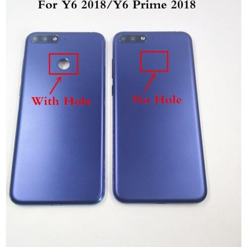 For Huawei Y6 2018 Y6 Prime 2018 Back Battery Cover Panel Rear Door Housing Case Replacement With Side Button+Camera Lenses