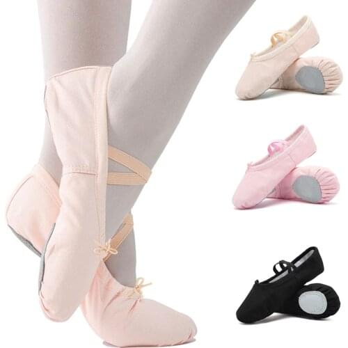 3 Colors Canvas Flat Ballet Dance Shoes Women Gymnastic Ballet Dance Pointe Shoes For Girl Children Dance Ballet Slippers Shoes