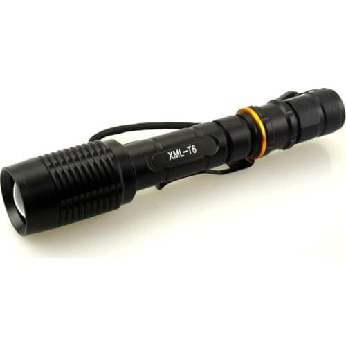 5pcs/lot 5000 lumen led flashlight CREE XML T6 5 modes rechargeable zoomable torch lamp with clamp