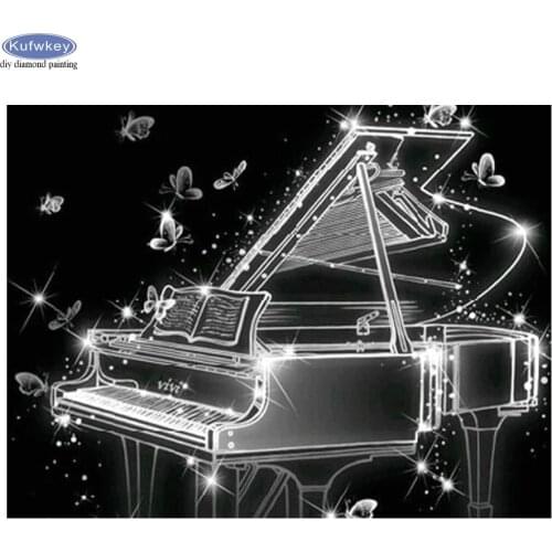 Diy diamond embroidery square/round drill diamond painting Black and white Piano 3d diamond mosaic sale rhinestones decoration