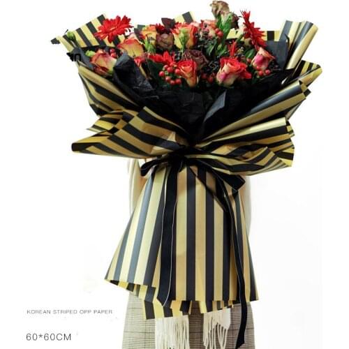 10pc Fashion Stripe Flower Gift Wrapping Opp Paper 60*60cm Painting Florist Bouquet Decoration Korean Style Gift Packaging Paper