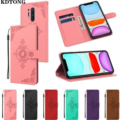 Wallet Phone Case for OnePlus 8 Pro Funda Embossed Flip Leather Card Slot Stand Magnetic Clasp Heavy Duty Protection Cover Capa