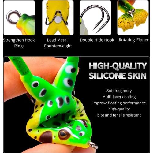 Double Propeller Frog Soft Baits Shad Soft Lure Jigging Fishing Lure Bait Prop Topwater Catfish Silicone Artificial Wobblers