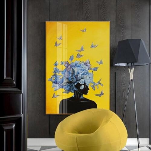 European Style Modern Figure Women Posters On The Wall Art Canvas Painting Bedroom Decoration Pictures Butterfly Girl Art Print