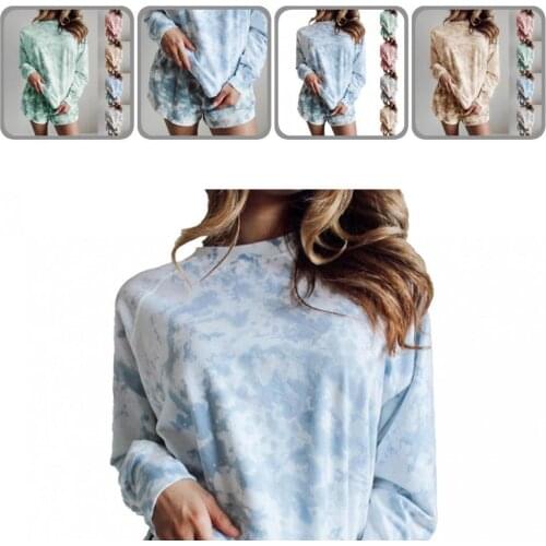 Tracksuit Casual Loose Women Pants Suit Short Pants Women Shorts Suit Tie-dye for Autumn