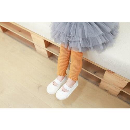 1-4Yrs Children Girls Leggings Soft Cotton Kids Ruffles Tight Candy Colors Spring Autumn Accessories