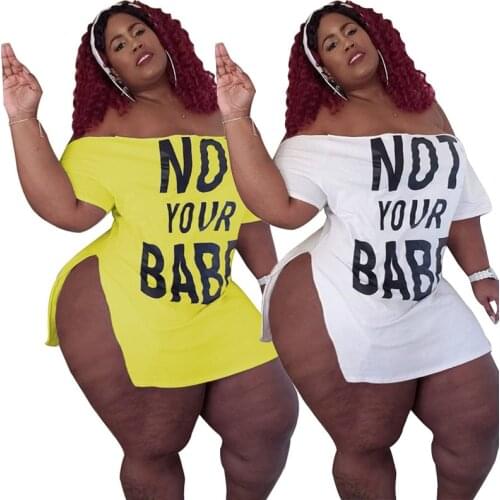 Summer Womens Dress 2021 Sexy Mini Dress Bodycon Club Wear High Split Off Shoulder Dresses Plus Size Wholesale Dropshipping