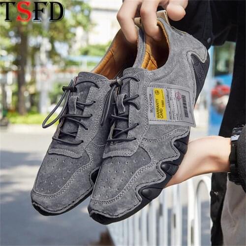 Fashion Mens Sneakers Men Slip-on Shoes Men Leather Round Toe Shoes Ultralight Loafers for Men Walking Shoes Driving Shoes Y17