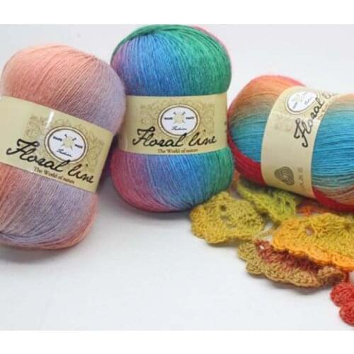 Soft Worsted Yarn Rainbow Gradient Colors DIY Baby Knitting Wool Shawl Scarf Crochet Thread Supplies,1 piece