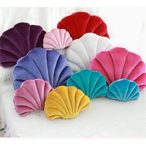 Fairy Princess Shell Stuffed Cushions Sleep Pillows Home Sofa Bed Cushion Sea Shell Kids Plush Toys Gift Romantic Velvet coussin