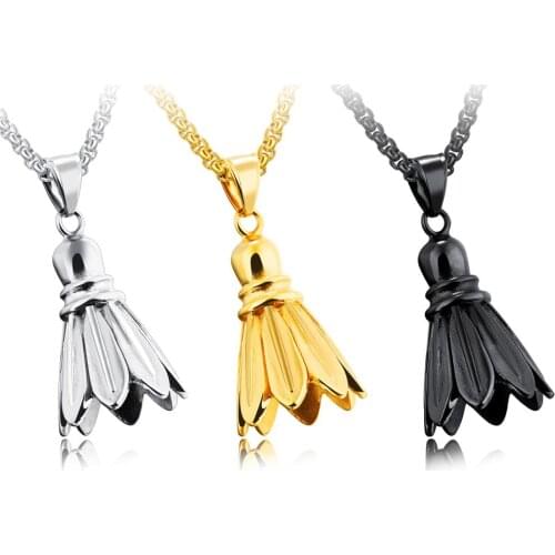 New Design Stainless Steel Polished Badminton Fitness Mens Boys Jewelry Pendant Necklace Free Box Link Chain 24'' Friend Gift