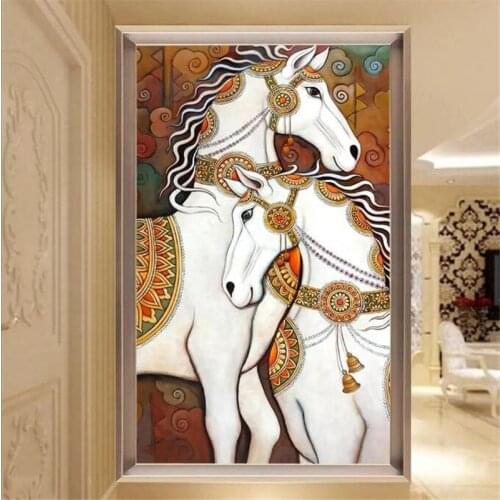 Custom wallpaper 3d murals European oil painting luxury couple horse porch aisle background wall papers home decor 3d wallpaper