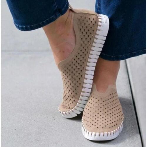 Casual Shoes Women Summer Sneaker Fashion Hollow Out Flats Shoes Slip On Comfortable Lazy Walking Shoes Women Vulcanized Shoes