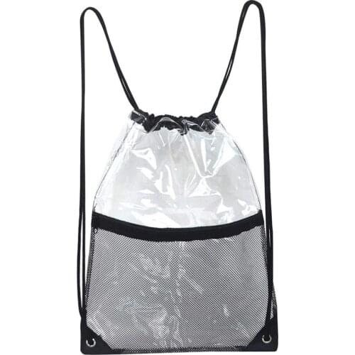 1 Pc Large Capacity Transparent PVC Drawstring Backpack Adjustable Drawstring Backpack Bag Lightweight Gym Bag Sport Pack PVC Ba