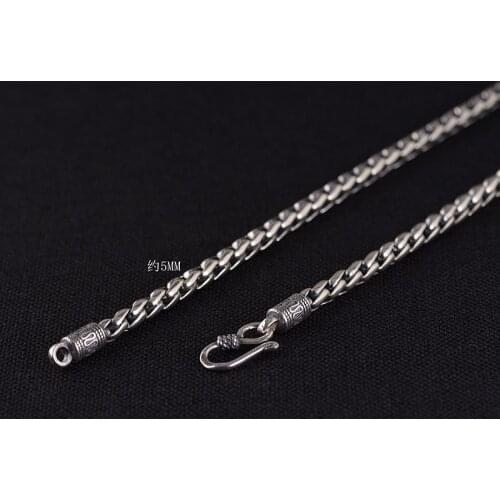 S925 Silver Thai Silver Retro Clavicle Chain S Hook Wholesale mens Fashion Chain Necklace Wave