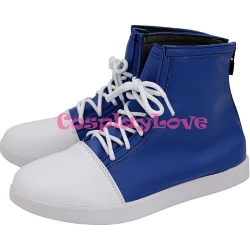 Android 17 Blue Cosplay Shoes Long Boots Leather Custom Made CosplayLove